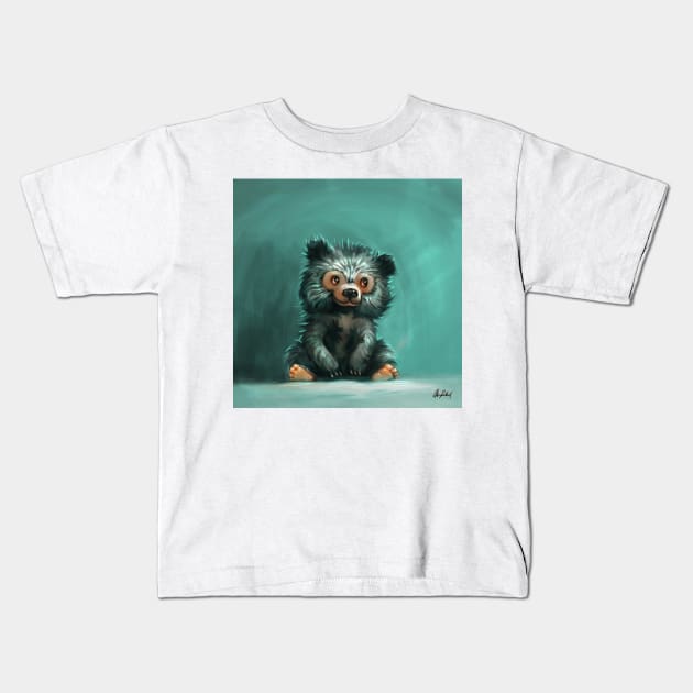 Monkey bear Kids T-Shirt by Artofokan